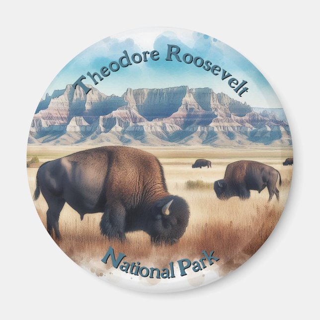 Theodore Roosevelt National Park Bison Souvenir  Magnet (Front)
