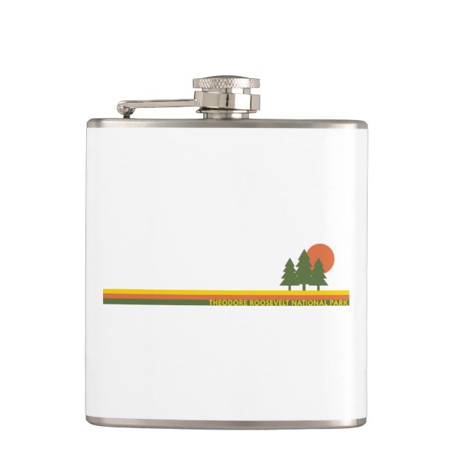Theodore Roosevelt National Park Pine Trees Sun Hip Flask (Front)