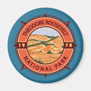 Theodore Roosevelt National Park Retro Compass Magnet