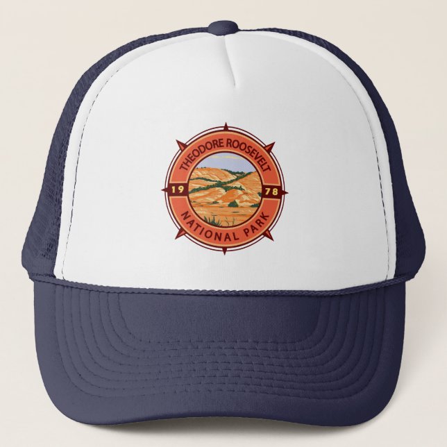 Theodore Roosevelt National Park Retro Compass Trucker Hat (Front)