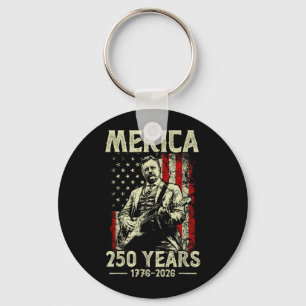 Theodore Roosevelt Playing Guitar Rock N Roll Keychain