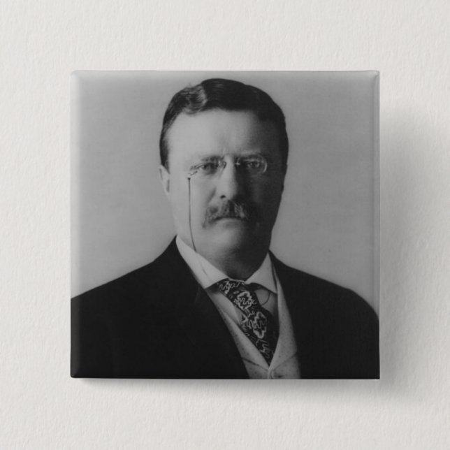 Theodore Roosevelt Portrait 2 Inch Square Button (Front)