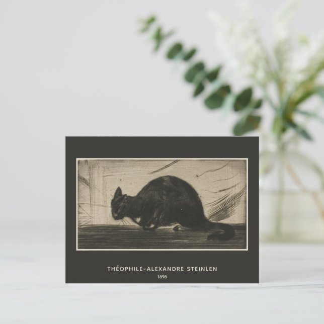 Théophile Steinlen, Black Cat Arching Its Back Postcard (Standing Front)