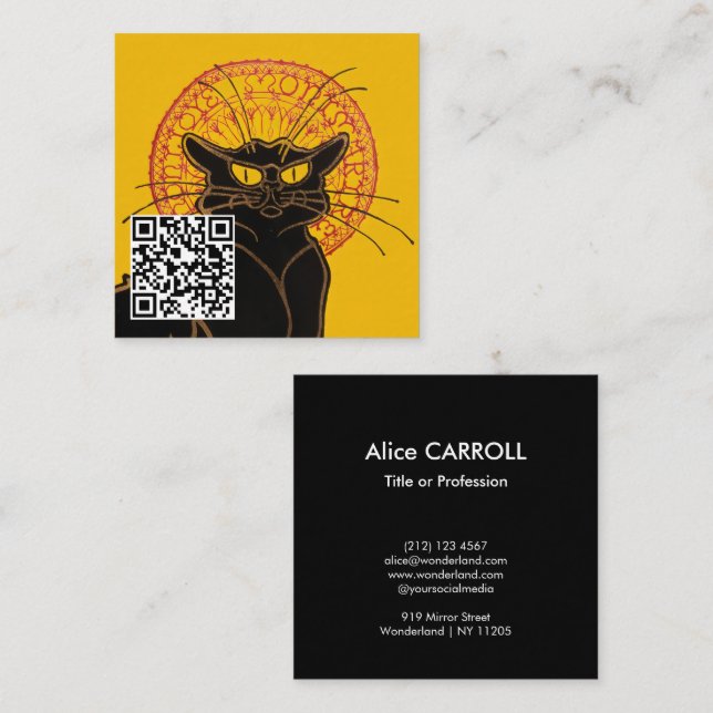 Theophile Steinlen - Le Chat Noir - QR Code Square Business Card (Front/Back)