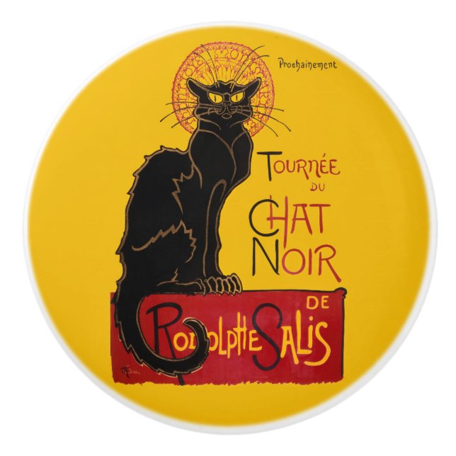 Theophile Steinlen - Le Chat Noir Vintage Ceramic Knob (Front)