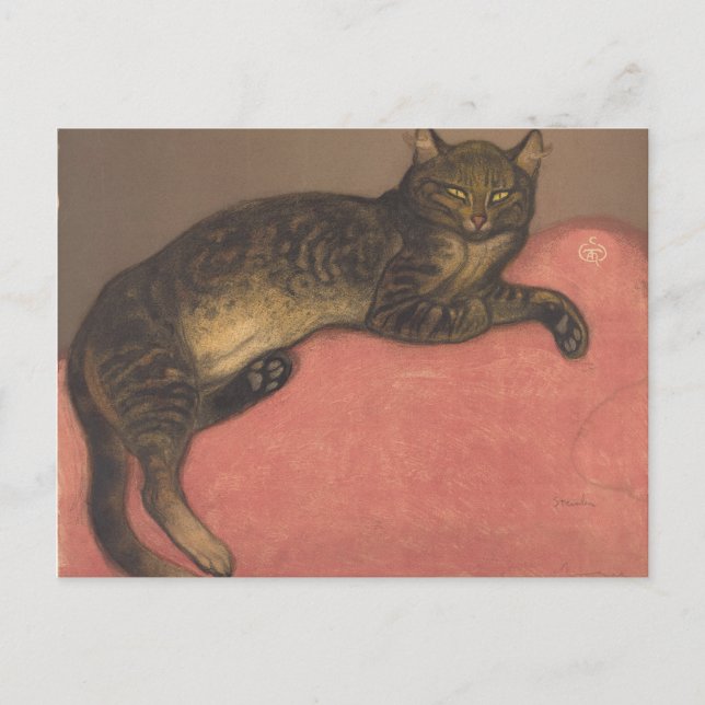 Théophile Steinlen | Winter: Cat on a Cushion Postcard (Front)