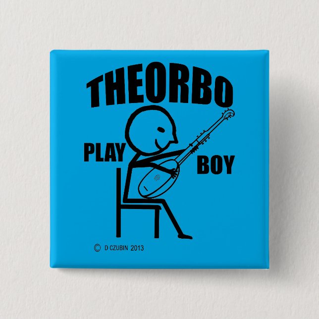 Theorbo Play Boy 2 Inch Square Button (Front)