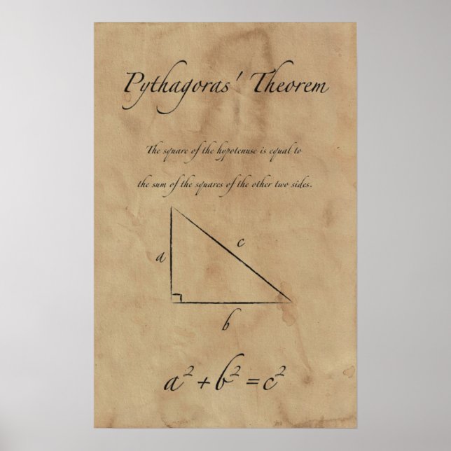 Théorème de Pythagore - Posters mathématiques (Devant)