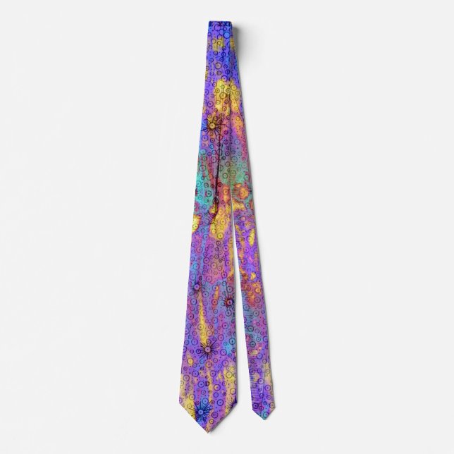 Theory of the universe tie- neon rainbow tie dye! (Front)