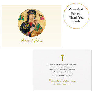 Theotokos and Christ Child Angels Orthodox Funeral Thank You Card