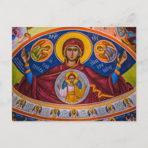 Theotokos and the Christ Child with Angels Icon Postcard