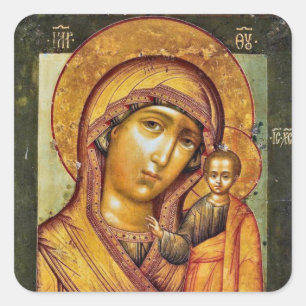 Theotokos (Virgin Mary) and the Christ Child Icon Square Sticker
