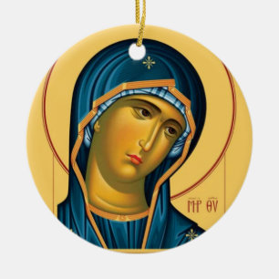 Theotokos (Virgin Mary) Orthodox Christian Icon    Ceramic Ornament