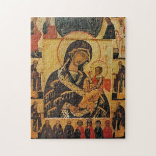 Theotokos with the Holy Trinity and Saints Icon    Jigsaw Puzzle