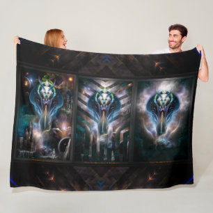 Thera Queen Fractal Trilogy 2XFrame Fleece Blanket