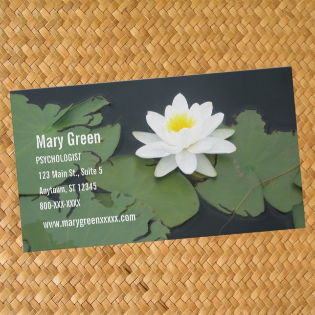 Therapist Business Card with Water Lily (Creator Uploaded)