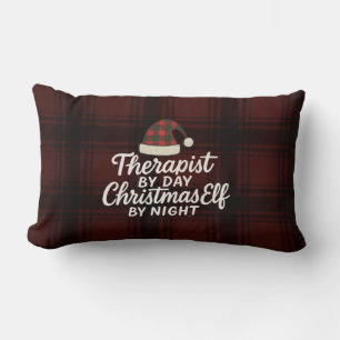 Therapist by Day, Christmas Elf by Night Custom Lumbar Pillow