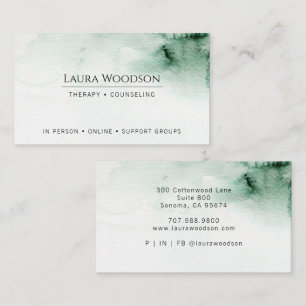 Therapist Counsellor Abstract Watercolor Green Business Card