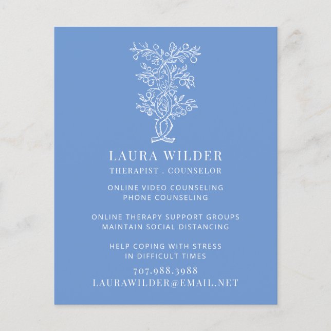 Therapist Counsellor Online Or By Phone Flyer (Front)
