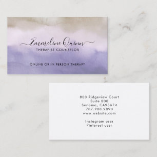 Therapist Counsellor Serene Abstract Watercolor Business Card