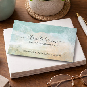 Therapist Counsellor Serene Abstract Watercolor Business Card