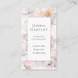Therapist Counsellor Serene Flower Watercolor Wash Business Card