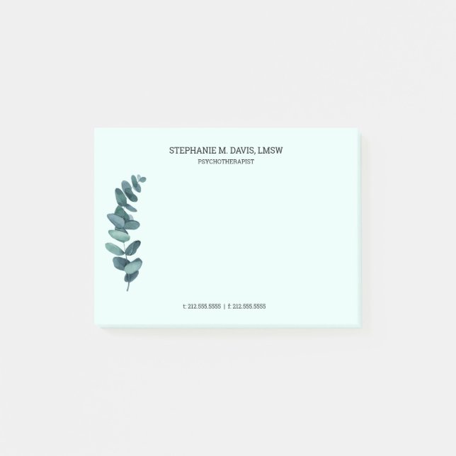 Therapist Eucalyptus Green Customize Post-It Notes (Front)
