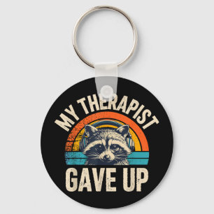 Therapist gave up raccoon with headphones retroThe Keychain