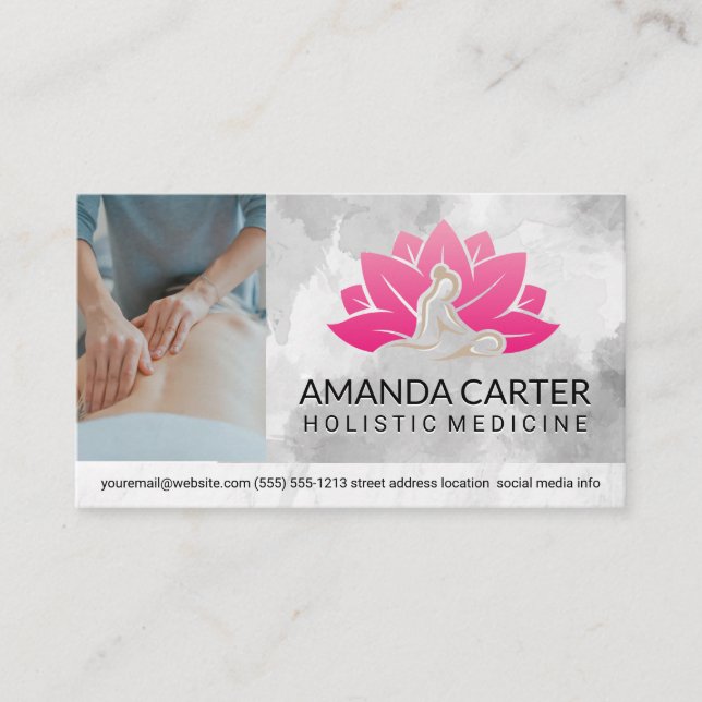 Therapist Giving Back Massage | Spa Icon Business Card (Front)