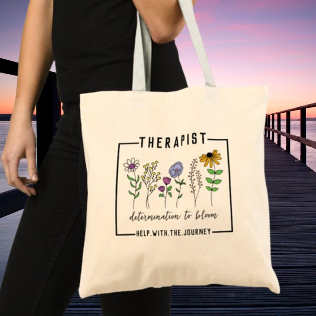 Therapist Help with journey-Determination to Bloom Tote Bag (Creator Uploaded)