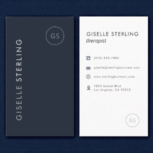Therapist Luxury Navy Blue Elegant Modern Business Card