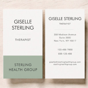 Therapist Mental Health Sage Green Business Card