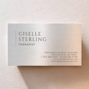 Therapist Psychologist Brushed Metal Business Card