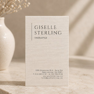 Therapist Psychologist Luxury Natural Linen Business Card