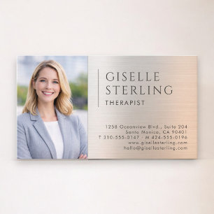 Therapist Psychologist Photo Brushed Metal Business Card