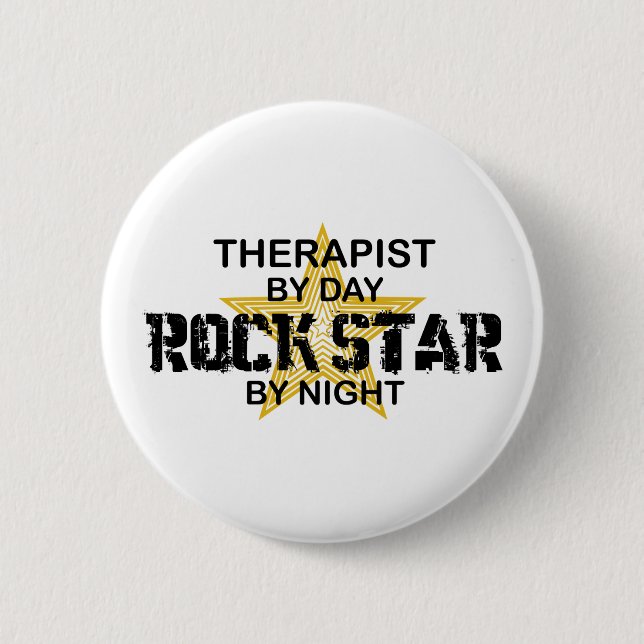 Therapist Rock Star by Night 2 Inch Round Button (Front)