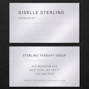 Therapist Silver Metallic Professional Business Card