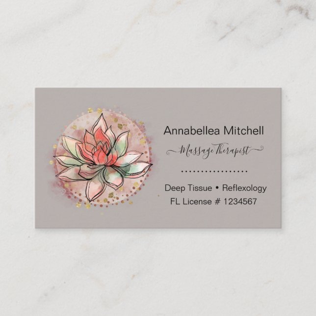 Therapist Spa Succulent Yoga Healing Business Card (Front)