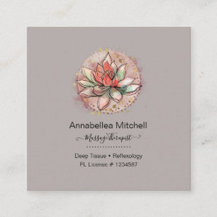 Therapist Spa Succulent Yoga Healing Square Business Card