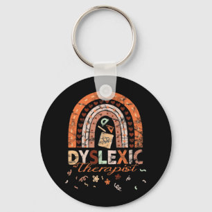Therapist Vintage Rainbow Dyslexia Awarenes 1  Keychain