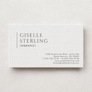 Therapist White Linen Business Card