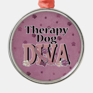 Therapy Dog DIVA Metal Ornament