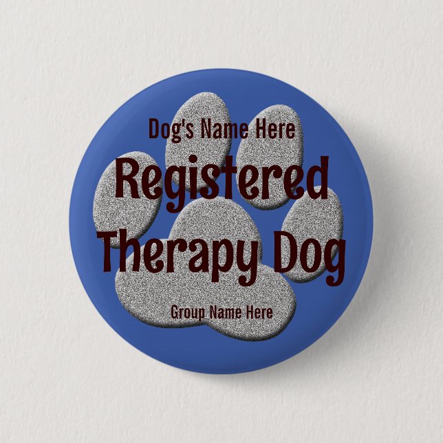 Therapy Dog ID - blue 2 Inch Round Button (Front)