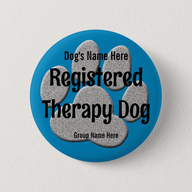 Therapy Dog ID - deep blue 2 Inch Round Button (Front)