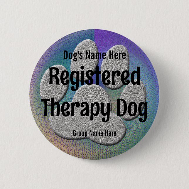Therapy Dog ID - purple blue 2 Inch Round Button (Front)