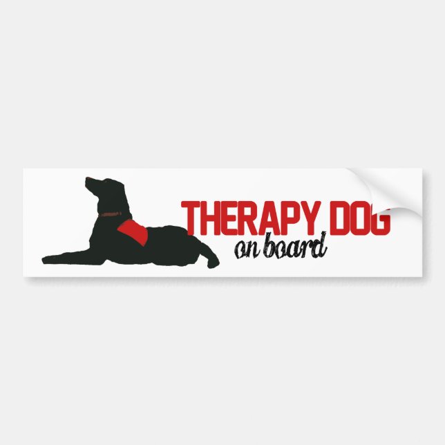 (Therapy) Dog on Board Red Bumper Sticker (Front)