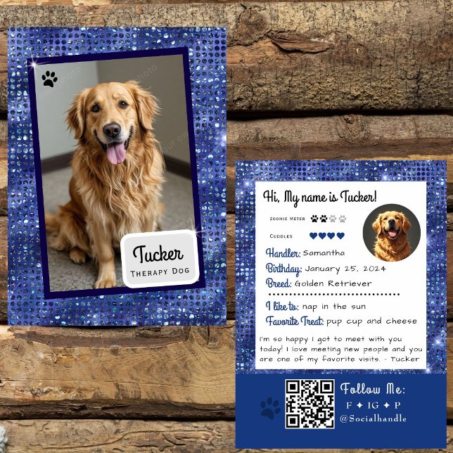 Therapy Dog Trading Card Blue Sparkle (Creator Uploaded)