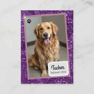 Therapy Dog Trading Card Purple Sparkle