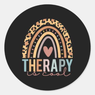 Therapy Is Cool Mental Health Awareness Leopard Cu Classic Round Sticker
