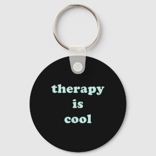 Therapy Is Cool Mint Green Mental Health Awareness Keychain